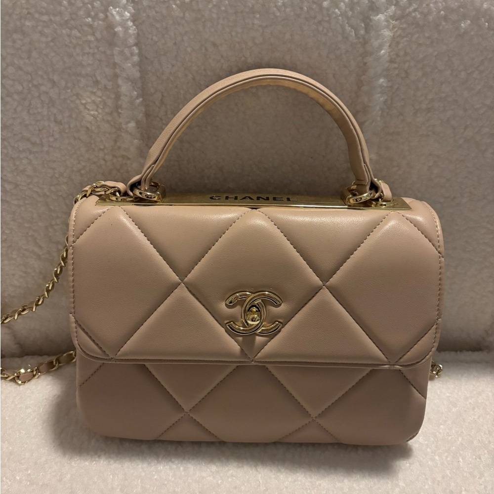 Nude Quilted Shoulder Bag